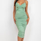 Cross Wrap Ruched Midi Dress