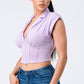Luxe Collared V-neck Contrast Blouse Top