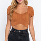 Short Slv Back Tie Crop Knit Top