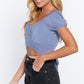 Short Slv Back Tie Crop Knit Top