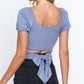 Short Slv Back Tie Crop Knit Top