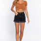 Short Slv Back Tie Crop Knit Top