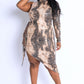 Snake Print Unbalance Tie Dress