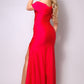 One Shoulder Draped Side Slit Maxi Dress